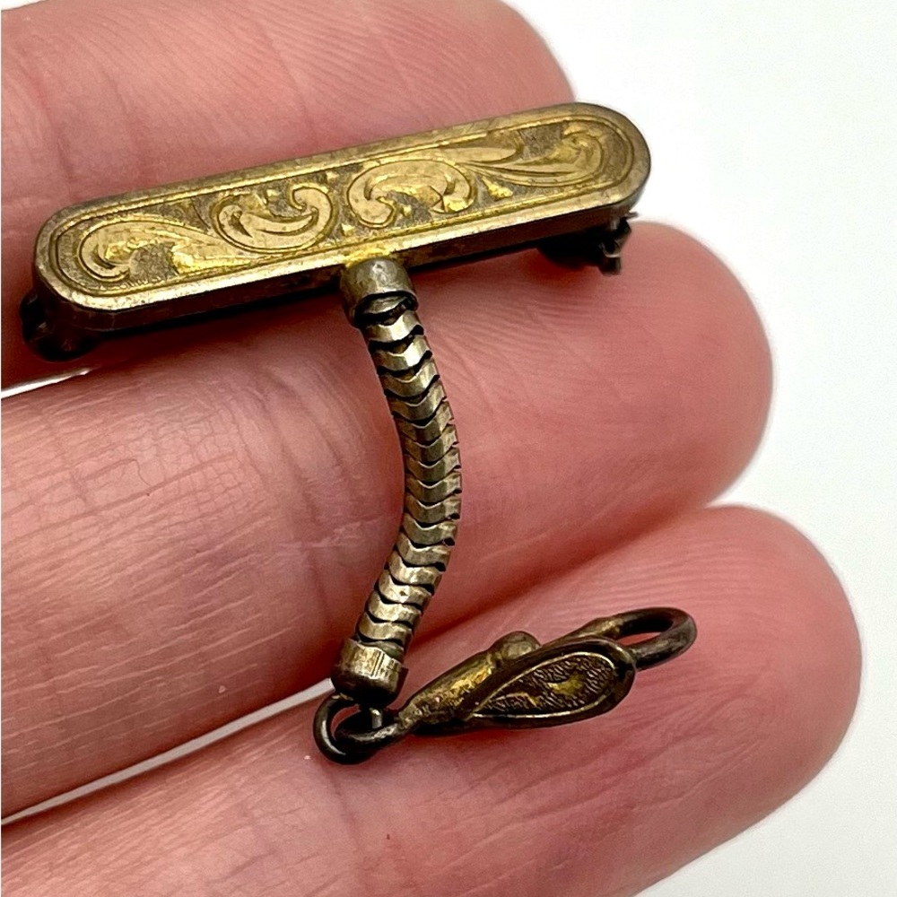 Antique 800 Silver Pocket Watch Fob Brooch - Picture 3 of 6